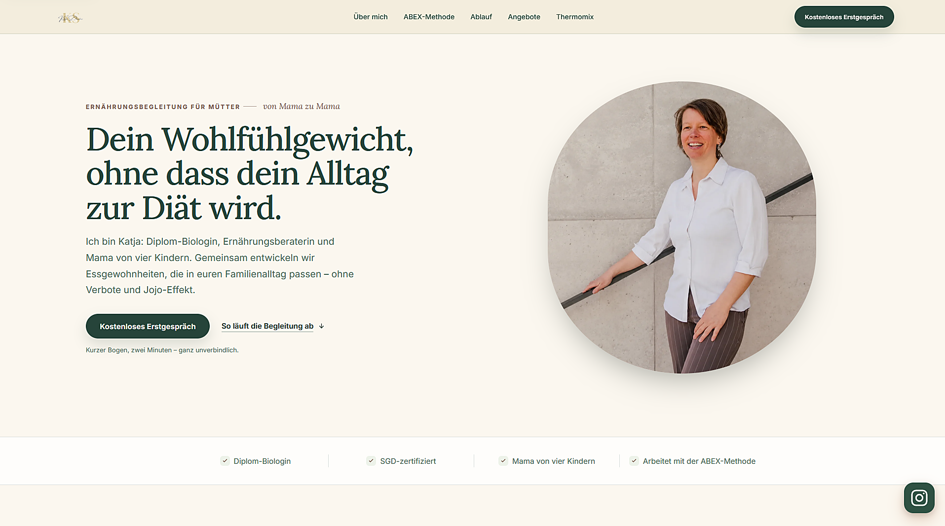 Katja Schenker website — nutrition counselling, homepage